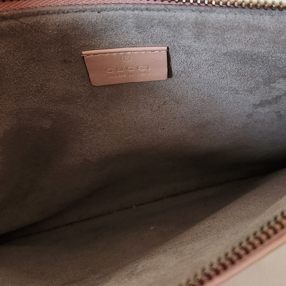 Gucci Marmont Pink Leather Large Pouch Clutch - Picture 6 of 12